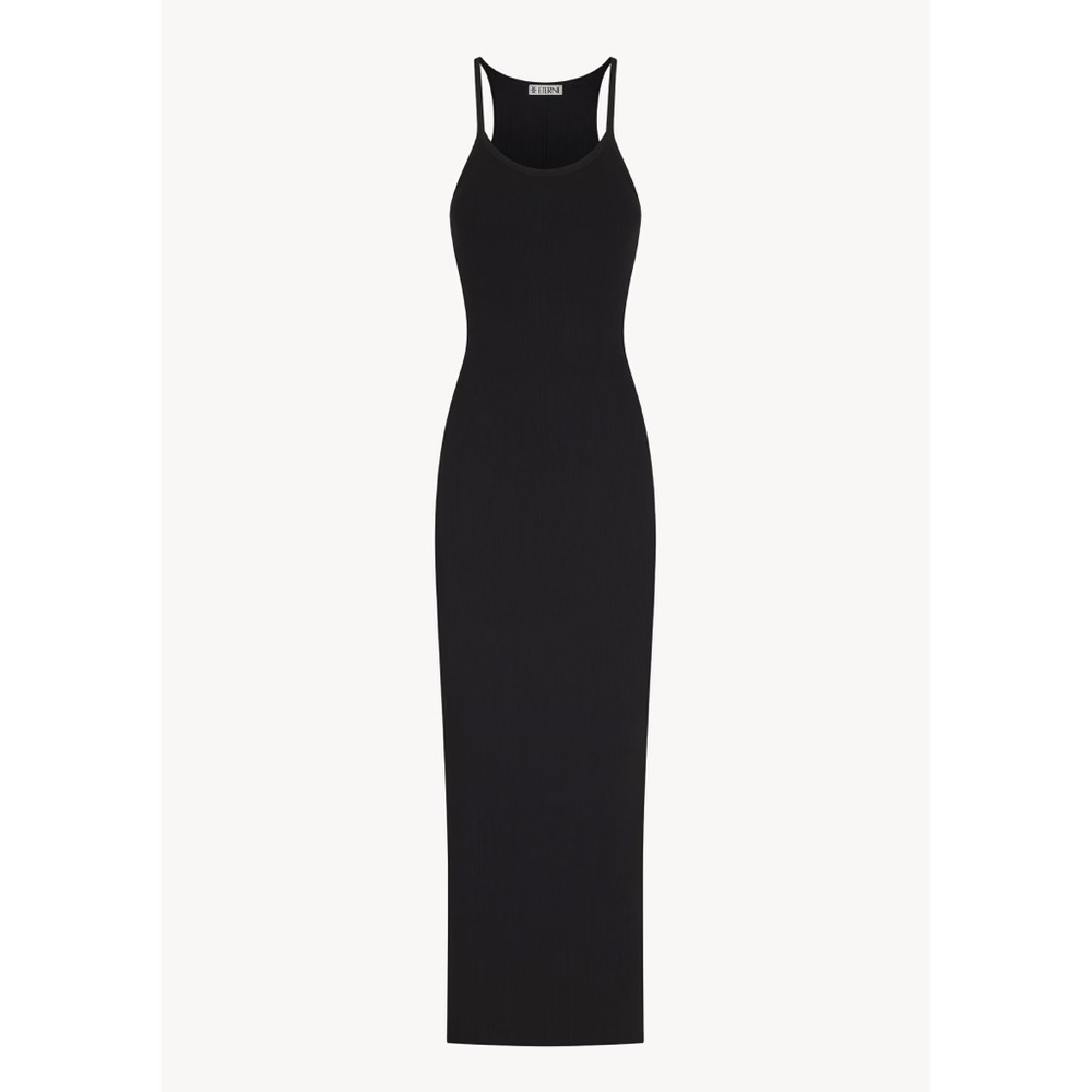 Eterne Butter Rib Tank Maxi Dress Black Small